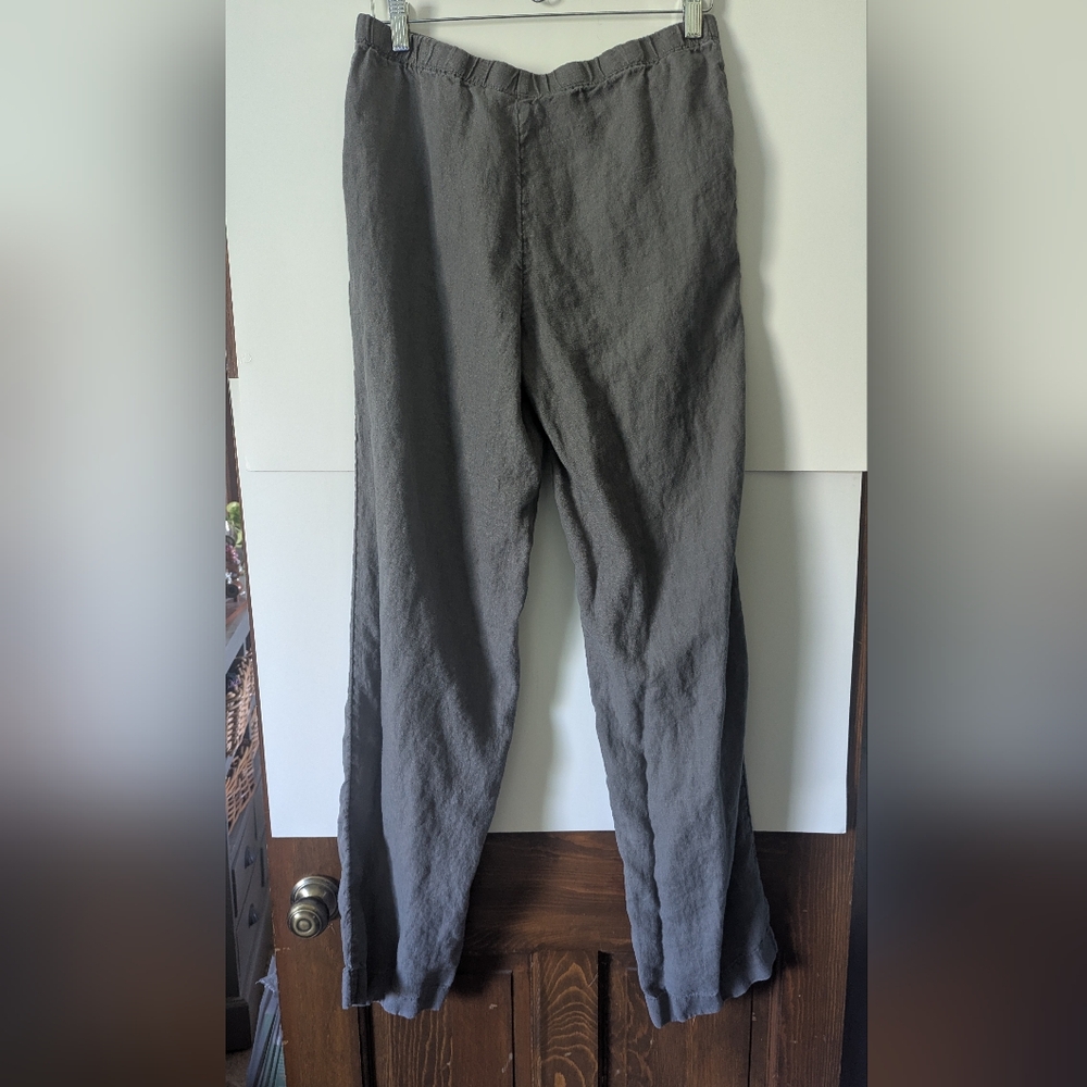 J. Jill 100% Linen Tall Wide Leg Pants Charcoal Gray Pockets Size Small - Picture 6 of 11